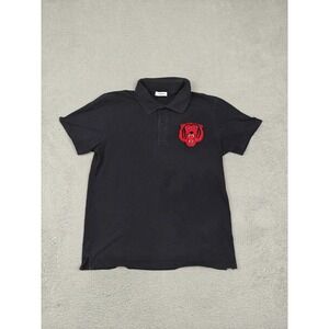 Sandro Polo Shirt Mens‎ Small Black Red Tiger Patch Embroidered Short Sleeve
